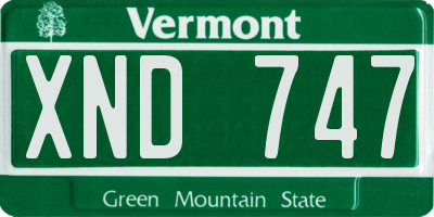 VT license plate XND747
