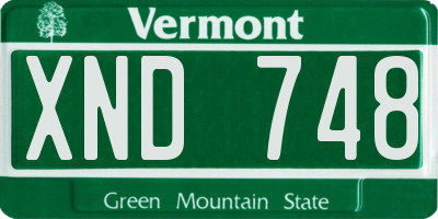 VT license plate XND748