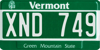 VT license plate XND749