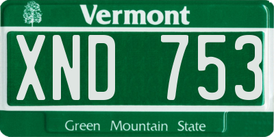 VT license plate XND753