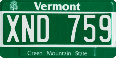 VT license plate XND759