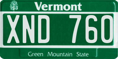 VT license plate XND760