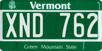 VT license plate XND762