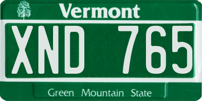 VT license plate XND765