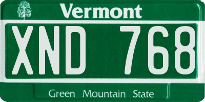 VT license plate XND768