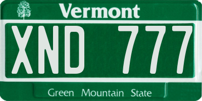 VT license plate XND777