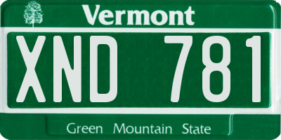 VT license plate XND781