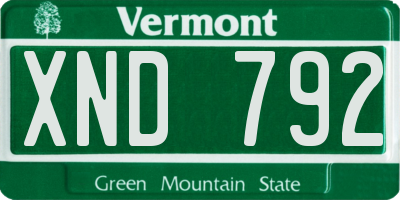 VT license plate XND792