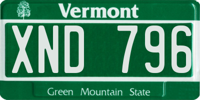 VT license plate XND796