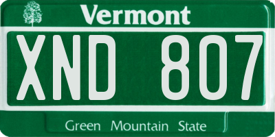 VT license plate XND807