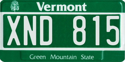 VT license plate XND815