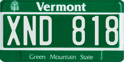 VT license plate XND818