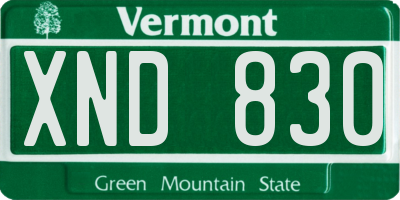 VT license plate XND830