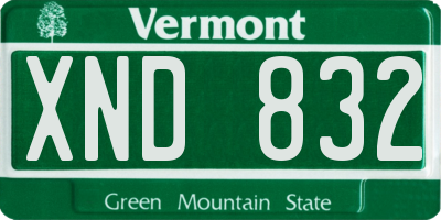 VT license plate XND832