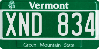 VT license plate XND834