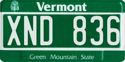VT license plate XND836