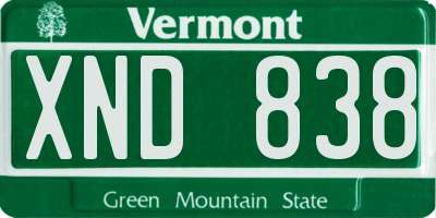 VT license plate XND838