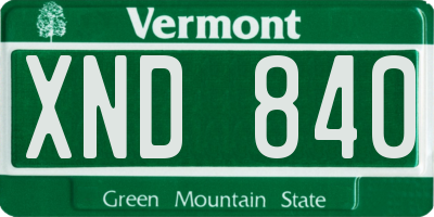 VT license plate XND840