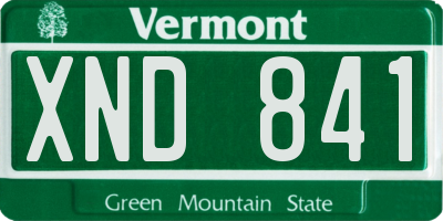 VT license plate XND841