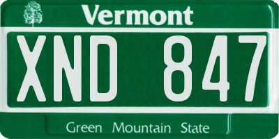 VT license plate XND847