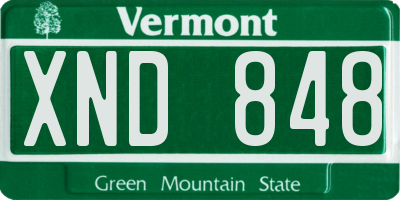 VT license plate XND848