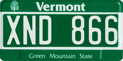 VT license plate XND866
