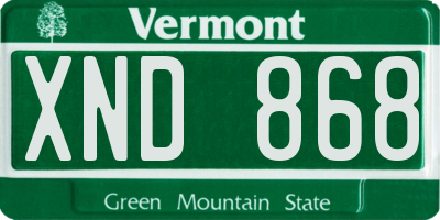 VT license plate XND868