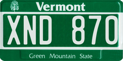 VT license plate XND870