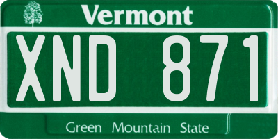 VT license plate XND871