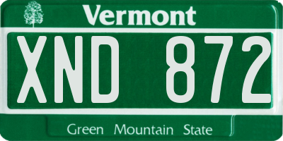 VT license plate XND872