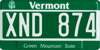 VT license plate XND874