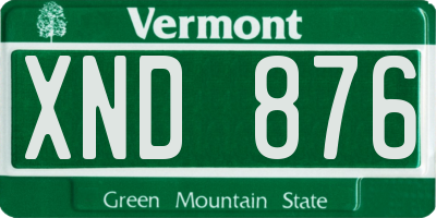 VT license plate XND876