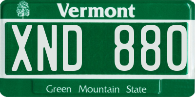 VT license plate XND880