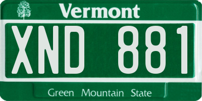 VT license plate XND881