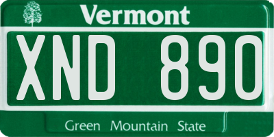 VT license plate XND890