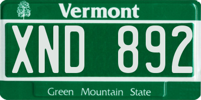 VT license plate XND892