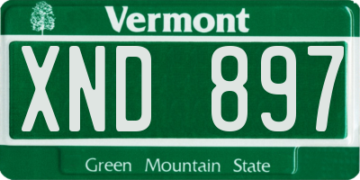 VT license plate XND897