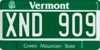 VT license plate XND909