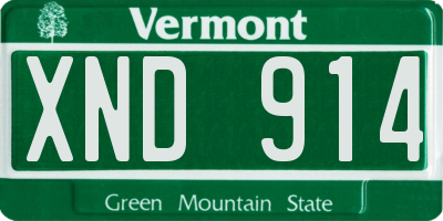 VT license plate XND914