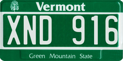 VT license plate XND916