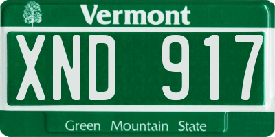 VT license plate XND917