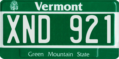 VT license plate XND921