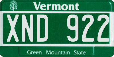 VT license plate XND922