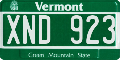 VT license plate XND923