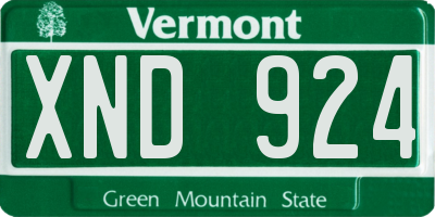 VT license plate XND924
