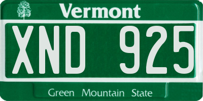 VT license plate XND925
