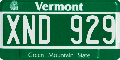 VT license plate XND929