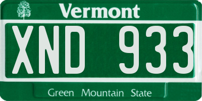 VT license plate XND933