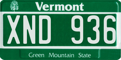 VT license plate XND936
