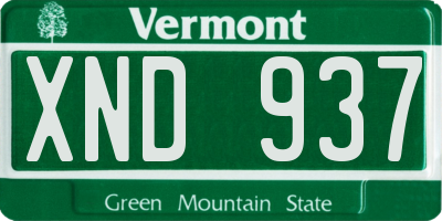 VT license plate XND937